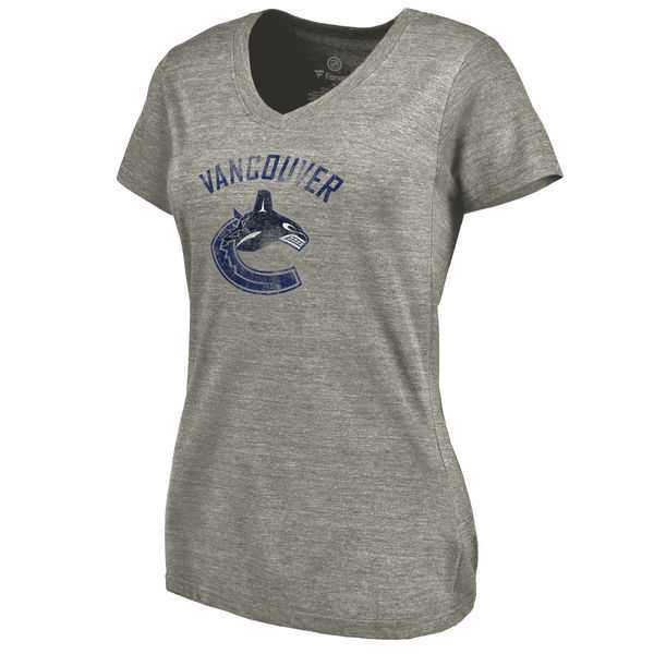 Women's Vancouver Canucks Distressed Team Logo Tri Blend V Neck T-Shirt Ash FengYun,We sell and wholesale Women's Vancouver Canucks Distressed Team Logo Tri Blend V Neck T-Shirt Ash FengYun on line form chian!